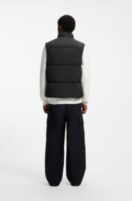 Relaxed-fit padded gilet with logo badge, Black