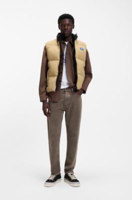 Relaxed-fit padded gilet with logo badge, Beige