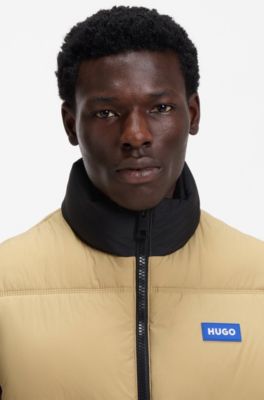 Relaxed-fit padded gilet with logo badge, Beige