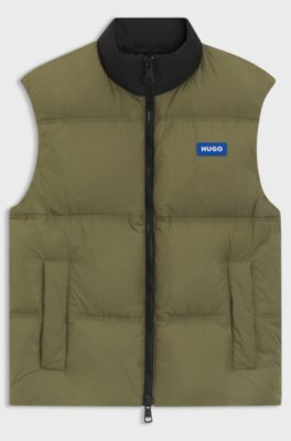 Relaxed-fit padded gilet with logo badge, Olive