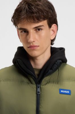 Relaxed-fit padded gilet with logo badge, Olive