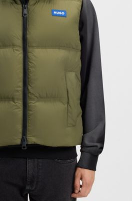 Water-repellent gilet with logo label, Olive