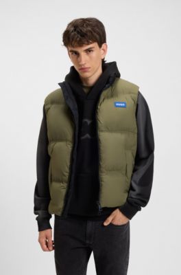 Relaxed-fit padded gilet with logo badge, Olive