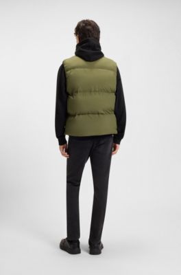 Water-repellent gilet with logo label, Olive