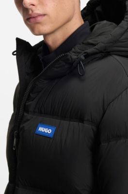Relaxed-fit water-repellent jacket with logo badge, Black