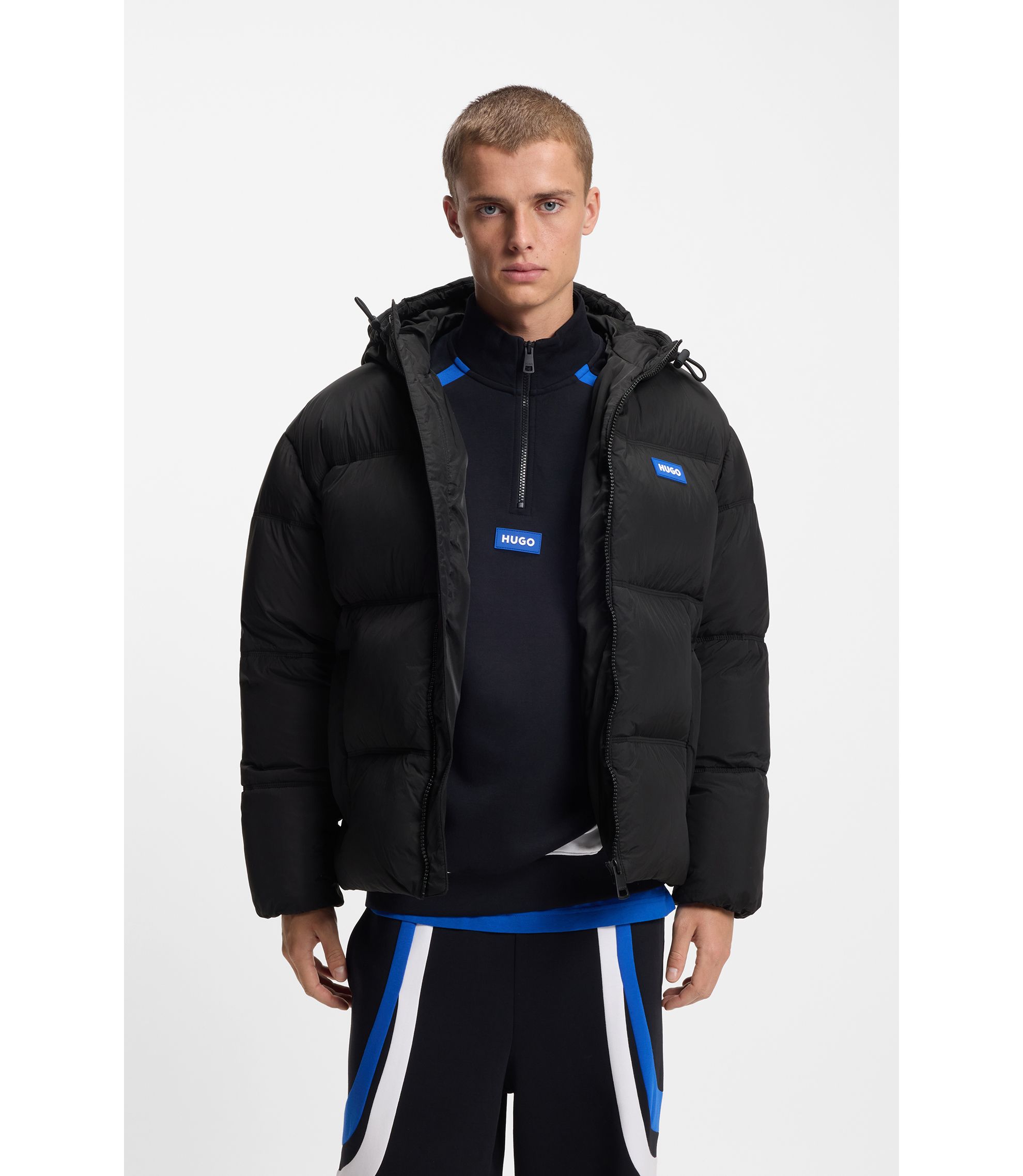 Relaxed-Fit Kapuzenjacke aus wasserabweisendem Material-Mix