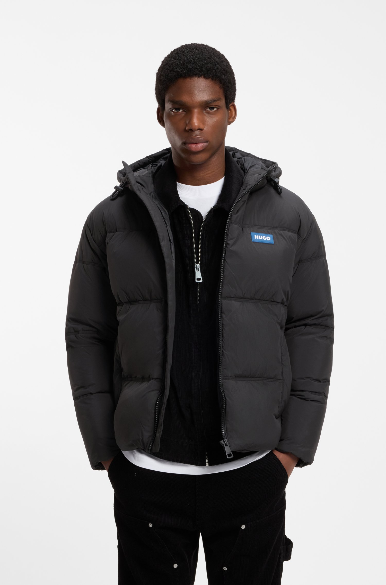 Hugo Relaxed-fit water-repellent jacket with logo badge jackor herr