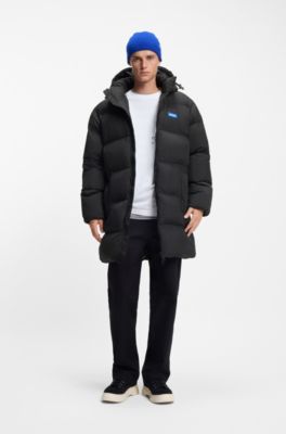 Water-repellent relaxed-fit padded jacket with adjustable hood, Black