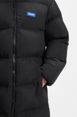 Water-repellent relaxed-fit padded jacket with adjustable hood, Black