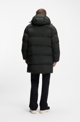 Veste matelass&eacute;e d&eacute;perlante Relaxed avec capuche ajustable, Noir