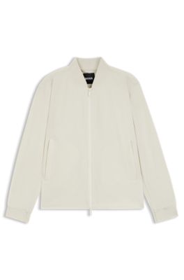 Water-repellent packable jacket with two-way zip, White