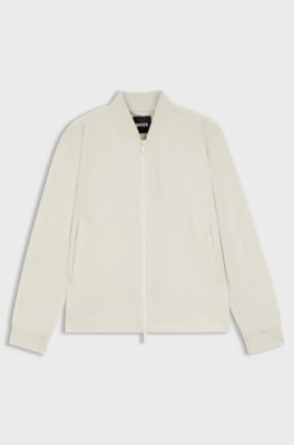 Water-repellent packable jacket with two-way zip, White