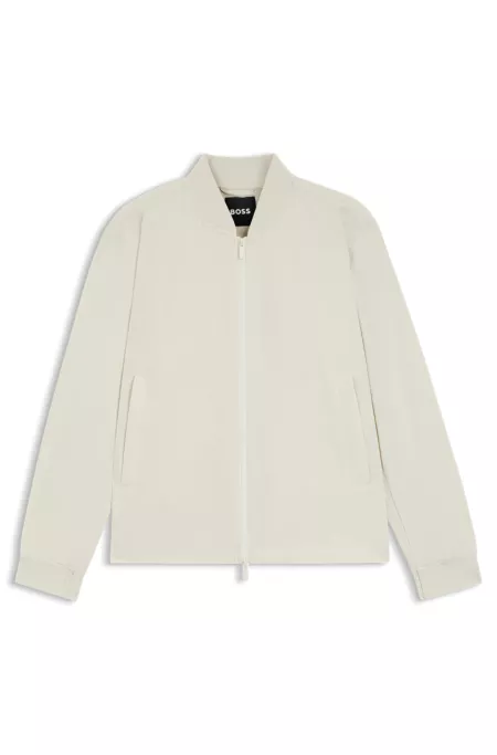 Water-repellent packable jacket with two-way zip