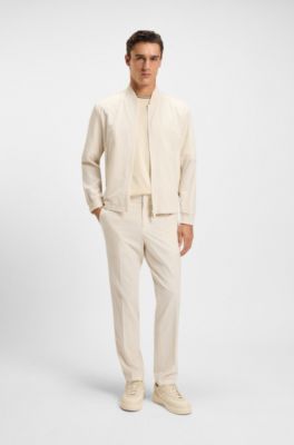 Water-repellent packable jacket with two-way zip, White