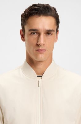 Water-repellent packable jacket with two-way zip, White