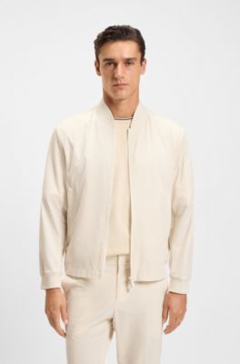 Water-repellent packable jacket with two-way zip, White