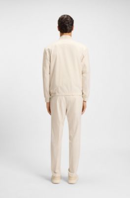 Water-repellent packable jacket with two-way zip, White