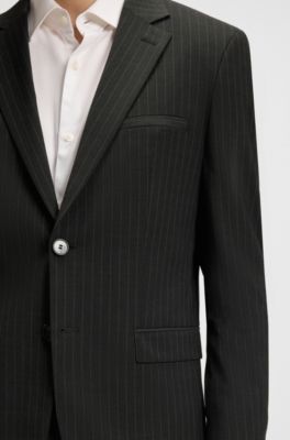 Extra-slim-fit blazer in pinstripe stretch poplin, Dark Grey