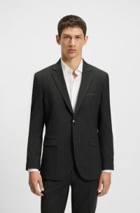 Extra-slim-fit blazer in pinstripe stretch poplin, Dark Grey