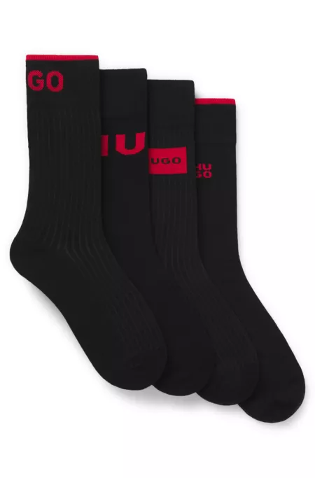 Gift-boxed four-pack of regular-length logo socks