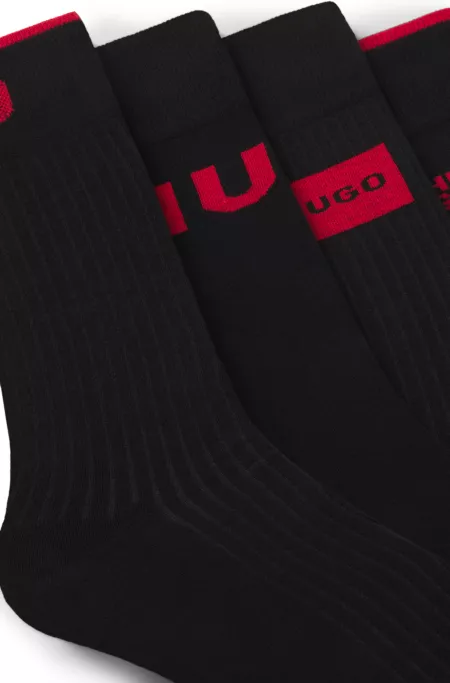 Gift-boxed four-pack of regular-length logo socks