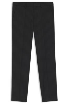 Extra-slim-fit trousers in pinstripe stretch poplin, Dark Grey
