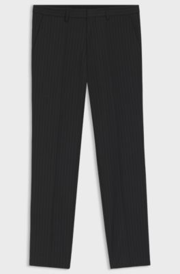 Extra-slim-fit trousers in pinstripe stretch poplin, Dark Grey