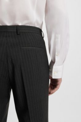 Extra-slim-fit trousers in pinstripe stretch poplin, Dark Grey