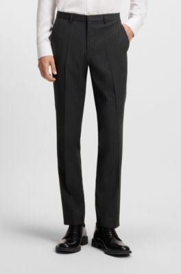 Extra-slim-fit trousers in pinstripe stretch poplin, Dark Grey