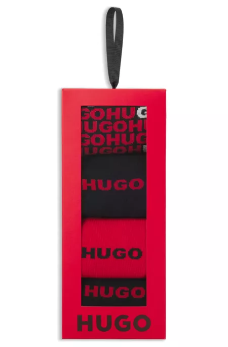 Four-pack of regular-length socks with logo details