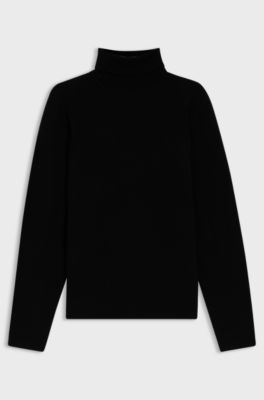 Rollneck sweater in cashmere, Black