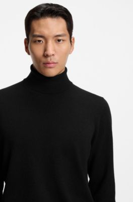Rollneck sweater in cashmere, Black