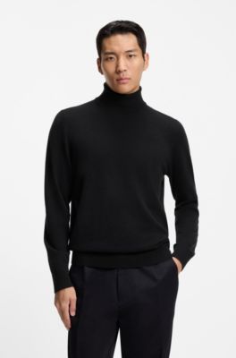 Rollneck sweater in cashmere, Black