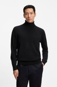 Rollneck sweater in cashmere, Black