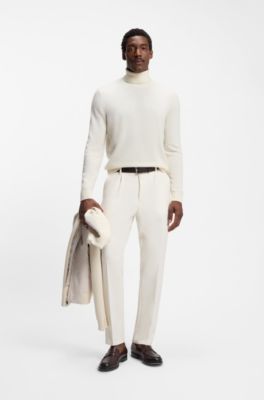 Rollneck sweater in cashmere, Natural