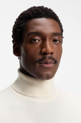 Rollneck sweater in cashmere, Natural