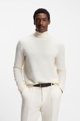 Rollneck sweater in cashmere, Natural