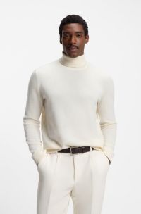 Maglione a collo alto in cashmere, Bianco