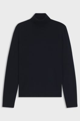 Rollneck sweater in cashmere, Dark Blue