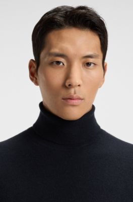 Rollneck sweater in cashmere, Dark Blue