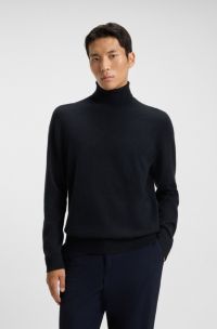 Rollneck sweater in cashmere, Dark Blue
