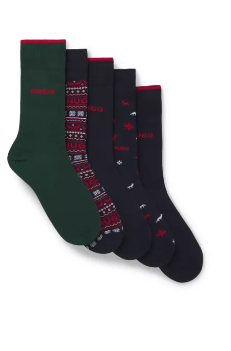 Five-pack of regular-length socks with logo details