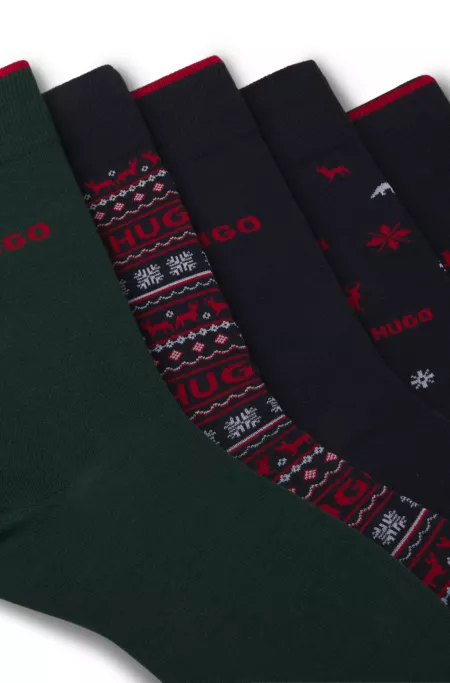 Five-pack of regular-length socks with logo details