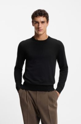 Regular-fit sweater in pure cashmere, Black