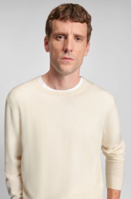 Regular-fit sweater in pure cashmere, Natural