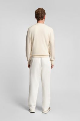 Regular-fit sweater in pure cashmere, Natural