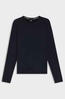 Regular-fit sweater in pure cashmere, Dark Blue