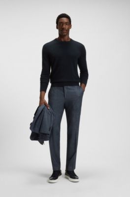 Regular-fit sweater in pure cashmere, Dark Blue