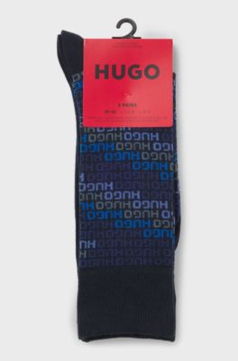 Two-pack of regular-length socks with logo details, Dark Blue
