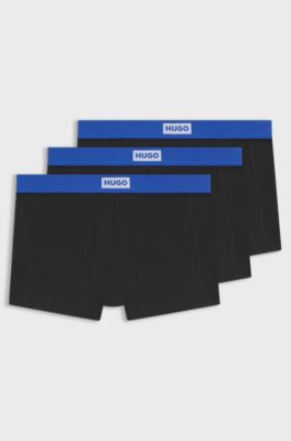 Three-pack of stretch-cotton trunks with logo waistbands, Black